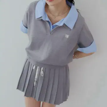 CHICO 카라 부착 폴로 니트 그레이 즉시 구매