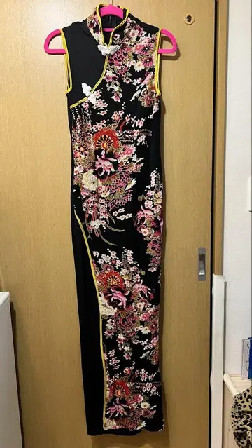 꽃무늬 차이나 드레스 블랙