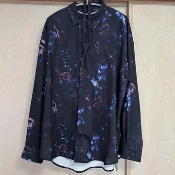 HARE 꽃무늬 긴팔 셔츠 블랙 남성용 사이즈 F