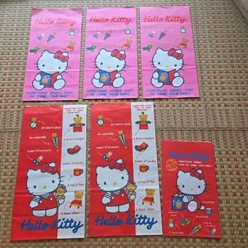 헬로키티 Hello Kitty 런치 백 세트 레어 쇼와 레트로 종이 봉투
