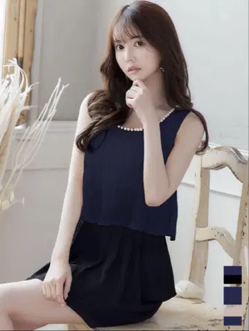 Jewels 쥬얼스 네이비 블랙 쉬폰 드레스 택 포함 미사용 새상품