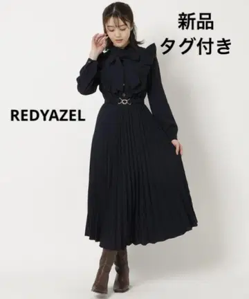 [새상품 택 포함] REDYAZEL 프릴 플리츠 원피스 네이비