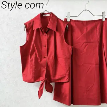 Style com 셋업 셔츠 슬리브리스 롱 스커트 얇은 소재