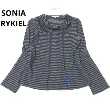 소니아 리키엘 긴팔 상의 티셔츠 보더 캐주얼 모 블랙