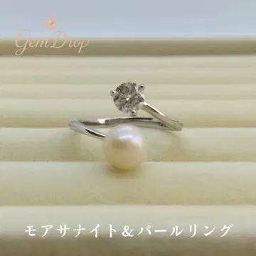 모이사나이트 담수 펄 반지 프리 사이즈 실버 925 여성용 반지