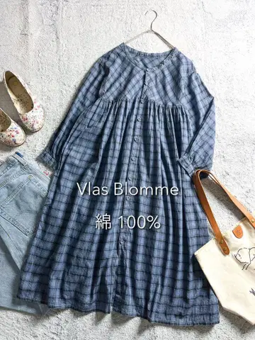 [ Vlas Blomme ] 블라스블룸 2way 체크 절개 개더 원피스