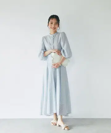 라 부티크 봉봉 스트라이프 볼륨 슬리브 셔츠 & 머메이드 스커트