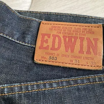 거의 미사용 EDWIN 503 다크 데님 W34 L33