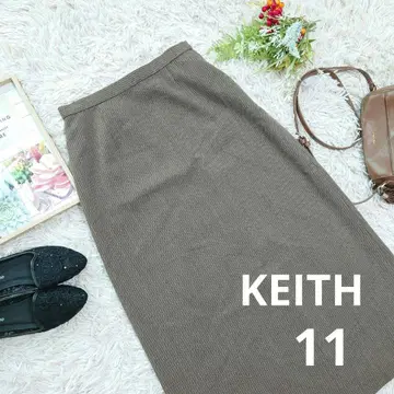 KEITH 프리미엄 울 100% 롱 타이트 스커트 (L) 브라운