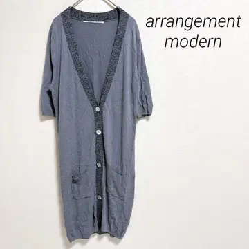 arrangement modern 롱 가디건 5부 소매 무릎 기장 F