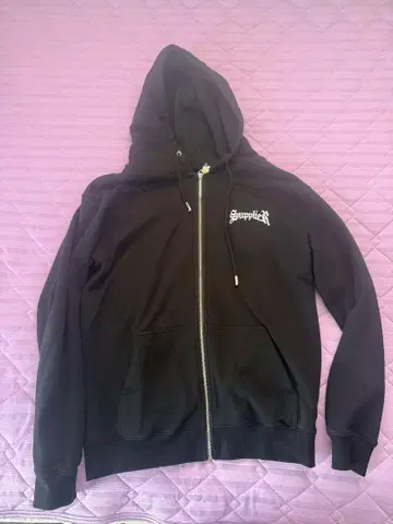 Supplied 지퍼 후드티 로고 자수 보석 비즈