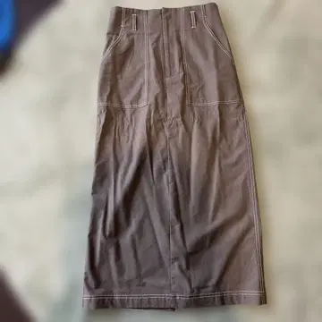 브라운 타이트 롱 스커트 밴딩