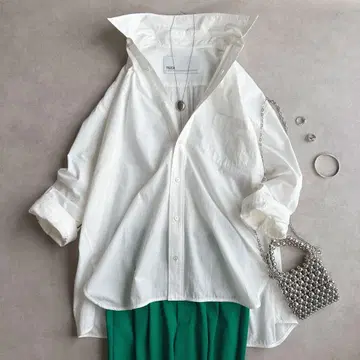 새상품급 TICCA 티카 / 스퀘어 와이드 슬리브 셔츠 화이트 넉넉한 핏