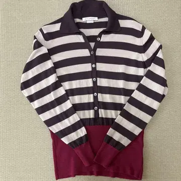 JOHN SMEDLEY 스트라이프 긴팔 피케 셔츠 (메리노울) M 사이즈