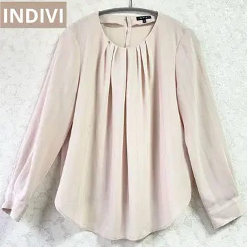 INDIVI 인디비 트리아세테이트 혼방 턱 디자인 블라우스 L