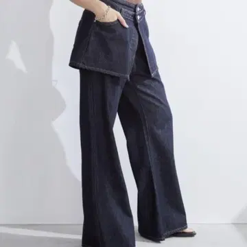 Aunt Marie's 레이어드 스커트 플레어 데님 팬츠