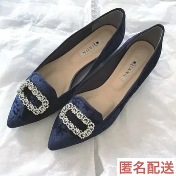 새상품 미사용 DIANA 펌프스 네이비 벨로아 비쥬 24.5cm