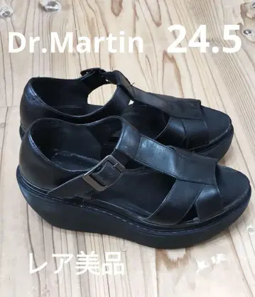 Dr. Martin 통굽 블랙 가죽 뮬 24.5