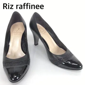 리즈라피네 아몬드 토 메탈 라인 힐 가죽 스팽글 펌프스 블랙
