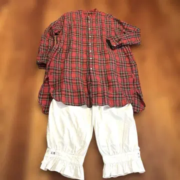 올드 맨즈 테일러 타탄 체크 린넨 셔츠 원피스