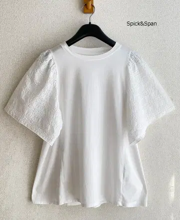 정가 11000엔 Spick & Span 론 레이스 콤비 풀오버