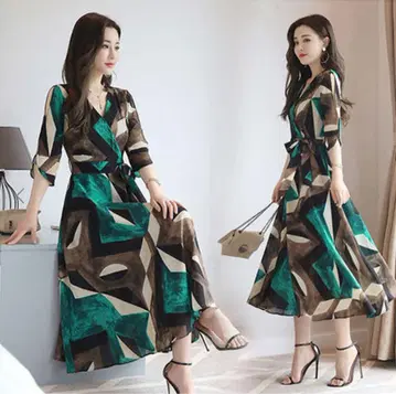 쉬폰 랩 원피스 드레스 올 패턴 한국