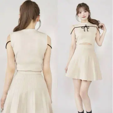 Darich 다리치 허리 오픈 스트링 니트 미니 원피스
