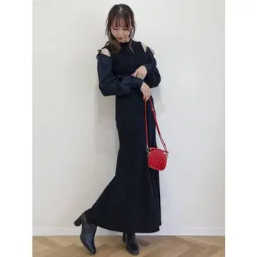 dazzlin 2WAY 리본 슬리브 니트 원피스
