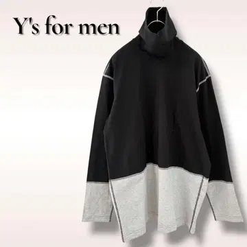 Y's for men 코튼 하이넥 티셔츠 바이컬러