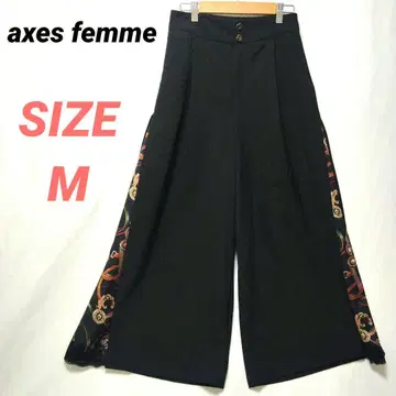 axes femme 엑시즈팜 와이드 팬츠 꽃 버튼 블랙 M