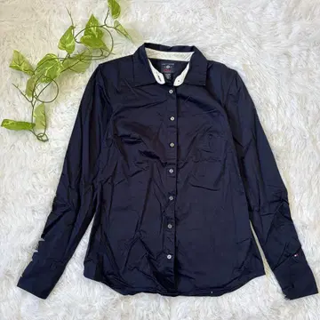 [ TOMMY HILFIGER ] 여성용 긴팔 셔츠 (XS) 네이비 면