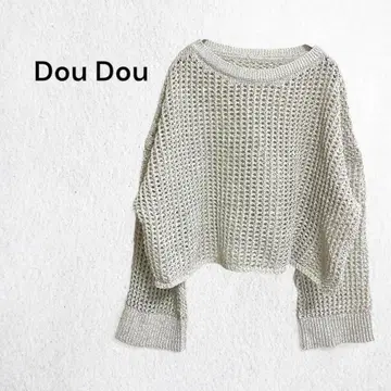 두두 시스루 니트 풀오버 메쉬 라메 숏 기장 면 혼방