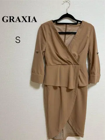 GRAXIA 베이지 랩 드레스 S