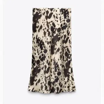 ZARA 애니멀 프린트 새틴 미디 스커트
