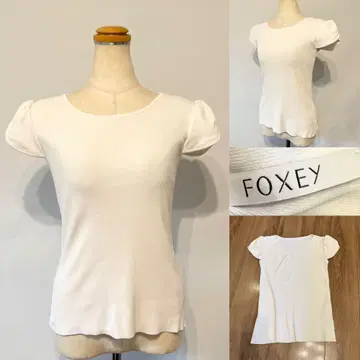 FOXEY 폭시 반팔 튤립 슬리브 스트레치 니트 38