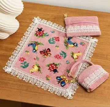 [새 상품] 치카자와 레이스 페일러 콜라보 타월 손수건 하이디 핑크