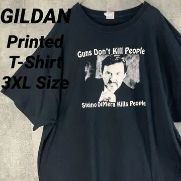 길단 프린트 티셔츠 포토 프린트 블랙 3XL 사이즈 반팔