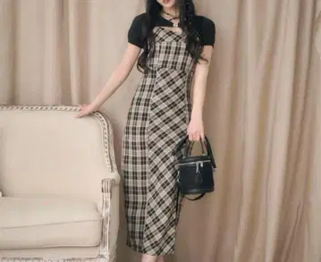 앙상블 체크 원피스