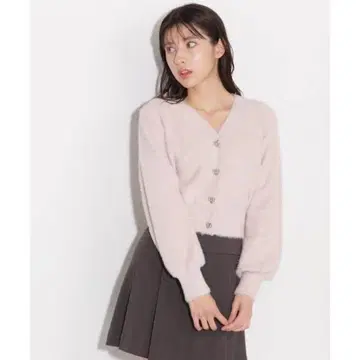 JILL BY JILLSTUART 라메 페더 가디건 스노우 핑크
