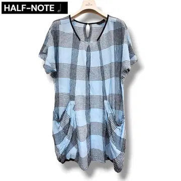 HALF-NOTE 패턴 블라우스 튜닉 셔츠 원피스 일본제