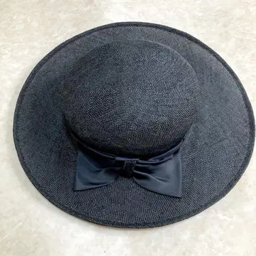 블랙 밀짚모자 SEEBERGER 와이드 챙 햇