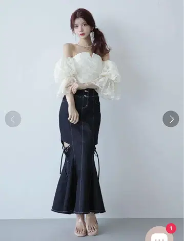 Randy 컷 아웃 머메이드 데님 스커트