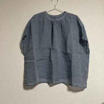 나카가와 마사시치 상점 린넨 모시 블라우스 스카이블루