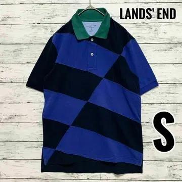 랜즈엔드 LANDS' END 피케 셔츠 반팔 코튼 블랙 파랑 그린 [S]