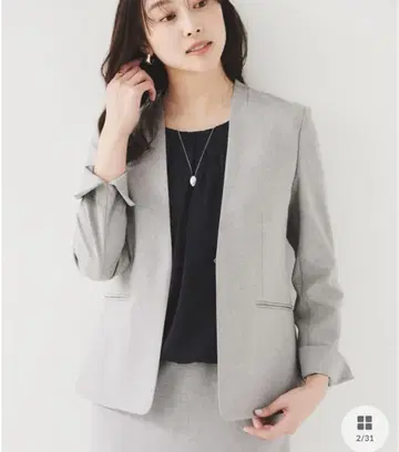 언타이틀 린넨라이크 컬러리스 자켓
