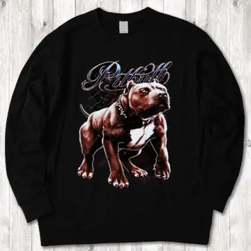 pitbull APBT 핏불 강아지 쿨 블랙 맨투맨 XL