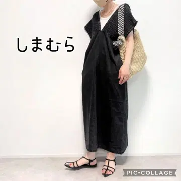 미사용 시마무라 데님 셔링 원피스