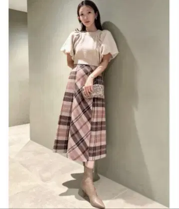 SNIDEL 스나이델 로빙 체크 롱 스커트