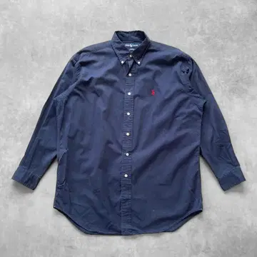 RALPH LAUREN US 버튼 다운 셔츠 L 네이비 로고 자수