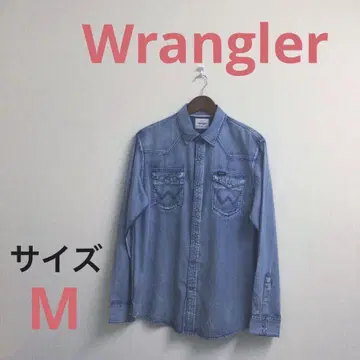 Wrangler 남성용 데님 긴팔 셔츠 블루 사이즈 M